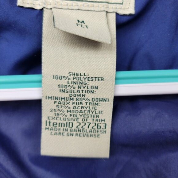 LL Bean Womens Ultrawarm Coat Down Three Quarter Length Size Medium Petite Blue - Picture 4 of 15